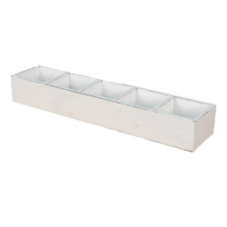 Bílý antik dřevěný dekorativní box s 5ti přihrádkami Silen - 54*12*7 cm