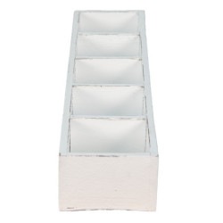 Bílý antik dřevěný dekorativní box s 5ti přihrádkami Silen - 54*12*7 cm