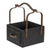 Černá dřevěná retro bedýnka s rukojetí - 24*19*28 cm