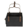 Černá dřevěná retro bedýnka s rukojetí - 24*19*28 cm