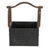 Černá dřevěná retro bedýnka s rukojetí - 24*19*28 cm