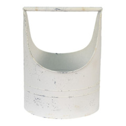 Béžový plechový obal na květináč s držadlem Fun Antique - 30*29*40 cm