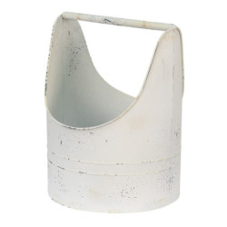 Béžový plechový obal na květináč s držadlem Fun Antique - 30*29*40 cm