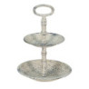 Béžový antik dvoupatrový kovový etažér Fun Antique - Ø 19*27 cm