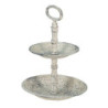 Béžový antik dvoupatrový kovový etažér Fun Antique - Ø 19*27 cm