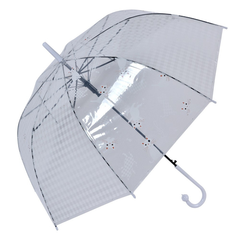 Průhledný deštník pro dospělé s bílými kočičkami  - 60 cm