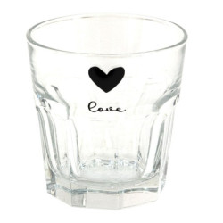 Sklenička na nápoj se srdíčky Love Birds - Ø 8*8 cm / 180 ml
