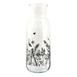 Skleněná karafa s květinami Flora And Fauna - Ø 9*25 cm / 1000 ml