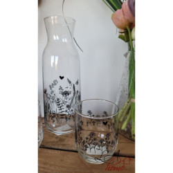 Skleněná karafa s květinami Flora And Fauna - Ø 9*25 cm / 1000 ml