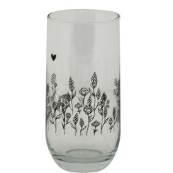 Sklenička na nápoj s květinami Flora And Fauna - Ø 6*14 cm / 280 ml
