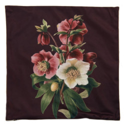 Vínový povlak na polštář s květy Čemeřice - 45*45 cm