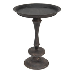 Černý antik kovový odkládací stolek Brusio - Ø 49*67 cm