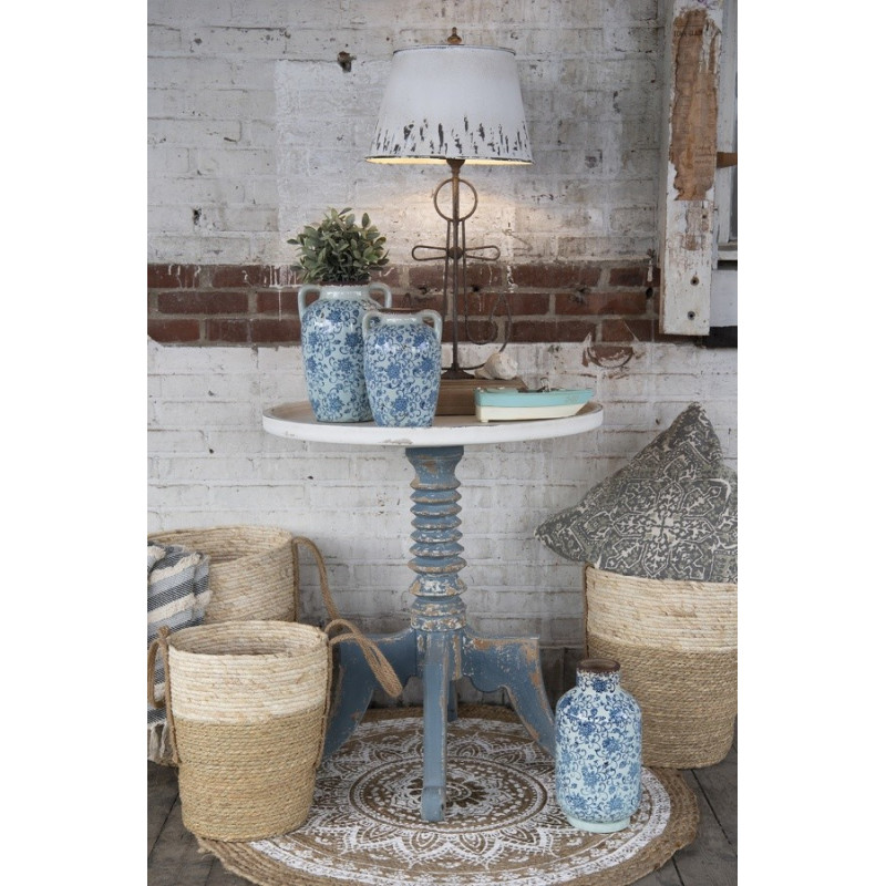 Krémová antik stolní lampa s kotvou a kovovým stínidlem - Ø 35*79 cm