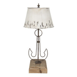 Krémová antik stolní lampa s kotvou a kovovým stínidlem - Ø 35*79 cm