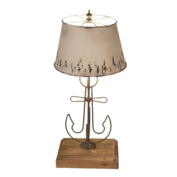 Krémová antik stolní lampa s kotvou a kovovým stínidlem - Ø 35*79 cm
