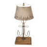 Krémová antik stolní lampa s kotvou a kovovým stínidlem - Ø 35*79 cm