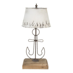 Krémová antik stolní lampa s kotvou a kovovým stínidlem - Ø 35*79 cm