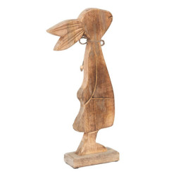 Dřevěná dekorace socha králíčka na podstavci  - 18*6*40 cm