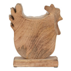 Dekorace dřevěný kohoutek na podstavci s chlupatinkou - 18*5*21 cm