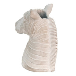 Šedý cementový květináč v designu hlavy zebry - 21*13*26 cm
