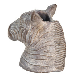 Šedý cementový květináč v designu hlavy zebry - 16*10*15 cm