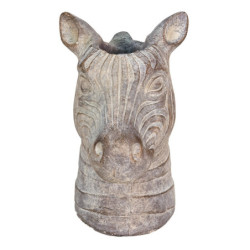 Šedý cementový květináč v designu hlavy zebry - 16*10*15 cm