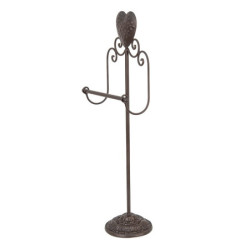 Hnědý antik držák na toaletní papír se srdcem Hart Flowy - 21*14*62 cm