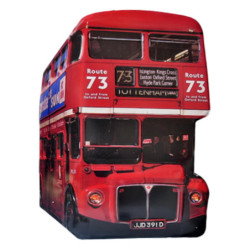 Nástěnná kovová cedule červený patrový autobus - 60*1*80 cm