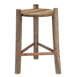 Dřevěný dekorační antik stolík na rostliny - Ø 27*44 cm
