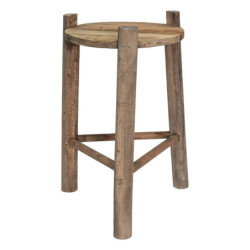 Dřevěný dekorační antik stolík na rostliny - Ø 27*44 cm