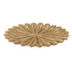 Zlatý dekorační talíř s dekorem listů Spie - Ø 25*1 cm