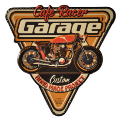 Kovová nástěnná cedule Cafe Racer Garage - 40*1*40 cm