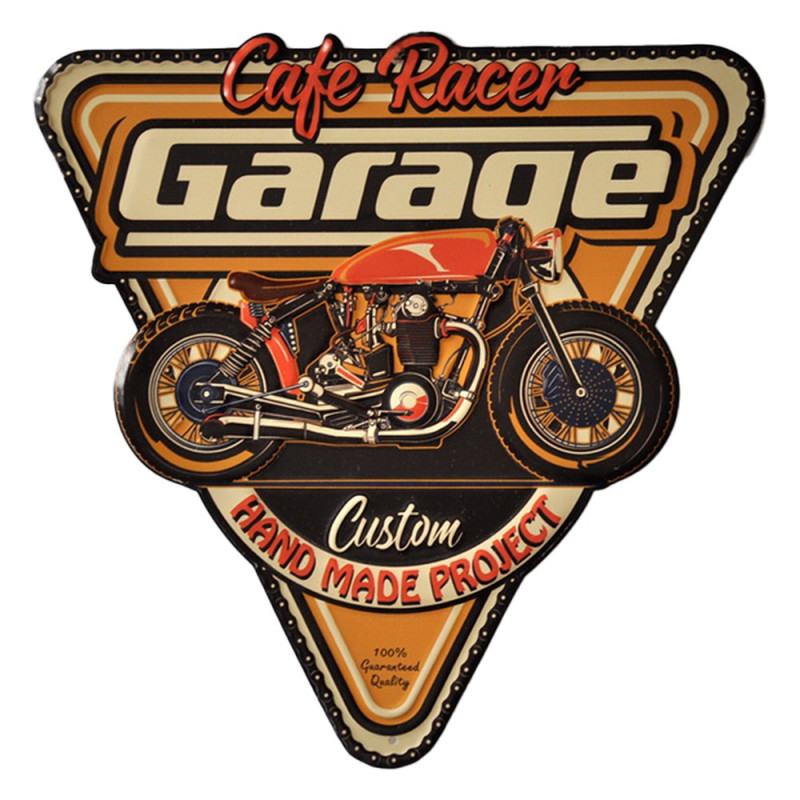Kovová nástěnná cedule Cafe Racer Garage - 40*1*40 cm