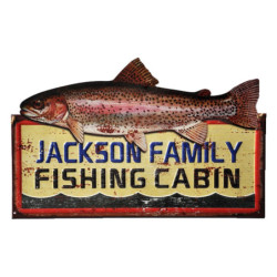 Kovová nástěnná cedule Fishing Cabin - 61*1*39 cm