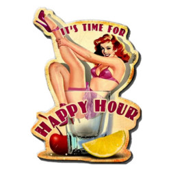 Kovová nástěnná cedule Happy Hour - 32*1*45 cm