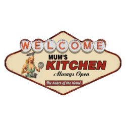 Kovová nástěnná cedule Welcome Mums Kitchen - 49*1*27 cm
