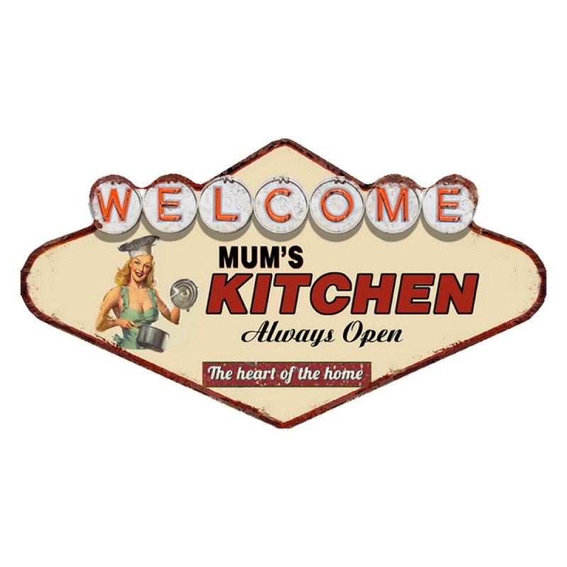 Kovová nástěnná cedule Welcome Mums Kitchen - 49*1*27 cm
