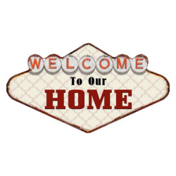Kovová nástěnná cedule Welcome To Our Home - 49*1*27 cm