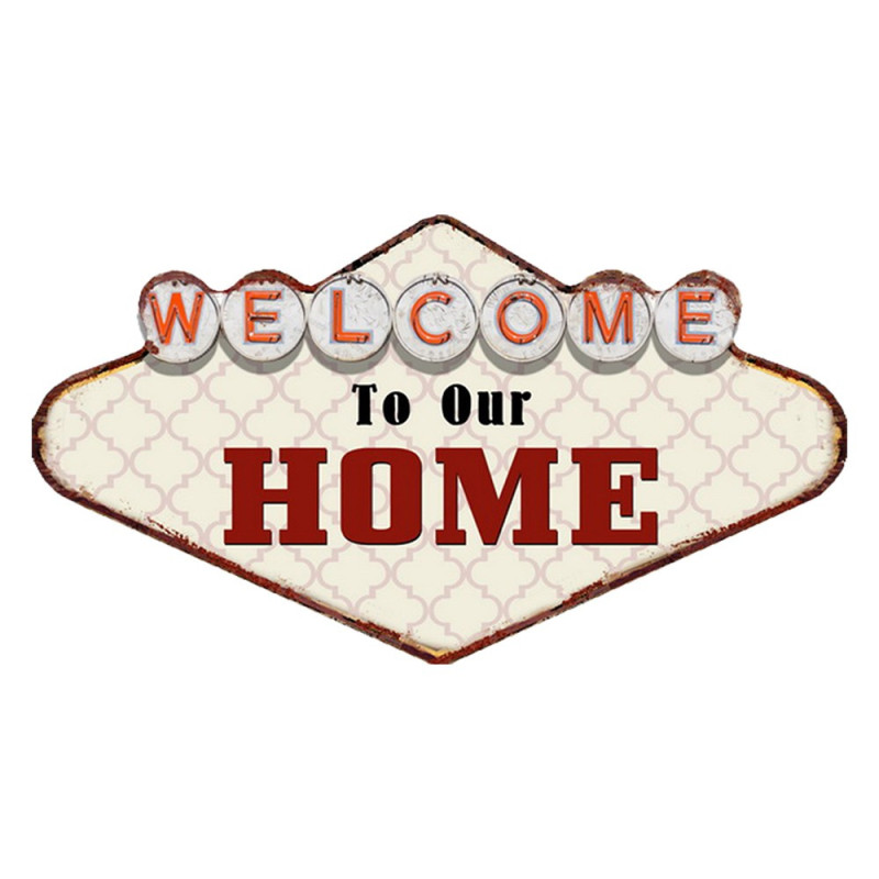 Kovová nástěnná cedule Welcome To Our Home - 49*1*27 cm