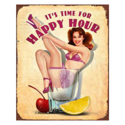 Kovová nástěnná cedule Happy Hour - 20*1*25 cm