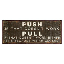 Černá antik nástěnná kovová cedule Push Pull - 50*1*20 cm