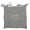 Šedý bavlněný podsedák s výplní a srdíčkem Lovely Heart - 40*40*4 cm