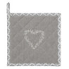 Šedá bavlněná chňapka - podložka se srdíčkem Lovely Heart - 20*20 cm