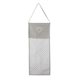 Šedý bavlněný závěsný kapsář se srdíčkem Lovely Heart - 28*1*68 cm