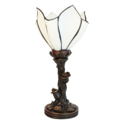 Bílá stolní Tiffany lampa ve tvaru květu Folwia - Ø 18*32 cm E14/max 1*25W