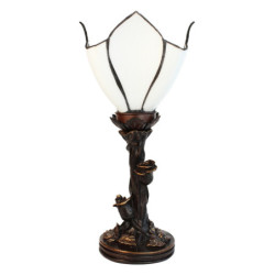 Bílá stolní Tiffany lampa ve tvaru květu Folwia - Ø 18*32 cm E14/max 1*25W