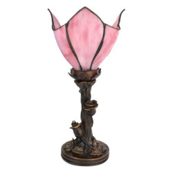 Stolní lampa Tiffany Folwia Pink - Ø18*32 cm E14/max 1*25W