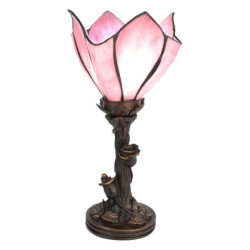 Stolní lampa Tiffany Folwia Pink - Ø18*32 cm E14/max 1*25W