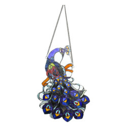 Závěsný Tiffany panel páv Peacock Blue - 35*70 cm