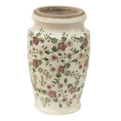 Keramická dekorační váza s růžovými květy Lillia S - Ø 15*26 cm